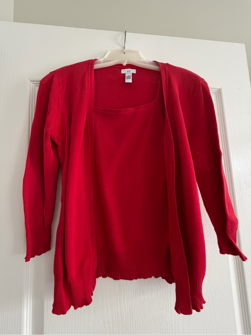 2 Piece GAP Women's Bright Red Open-Front Cardigan and TankTop Set